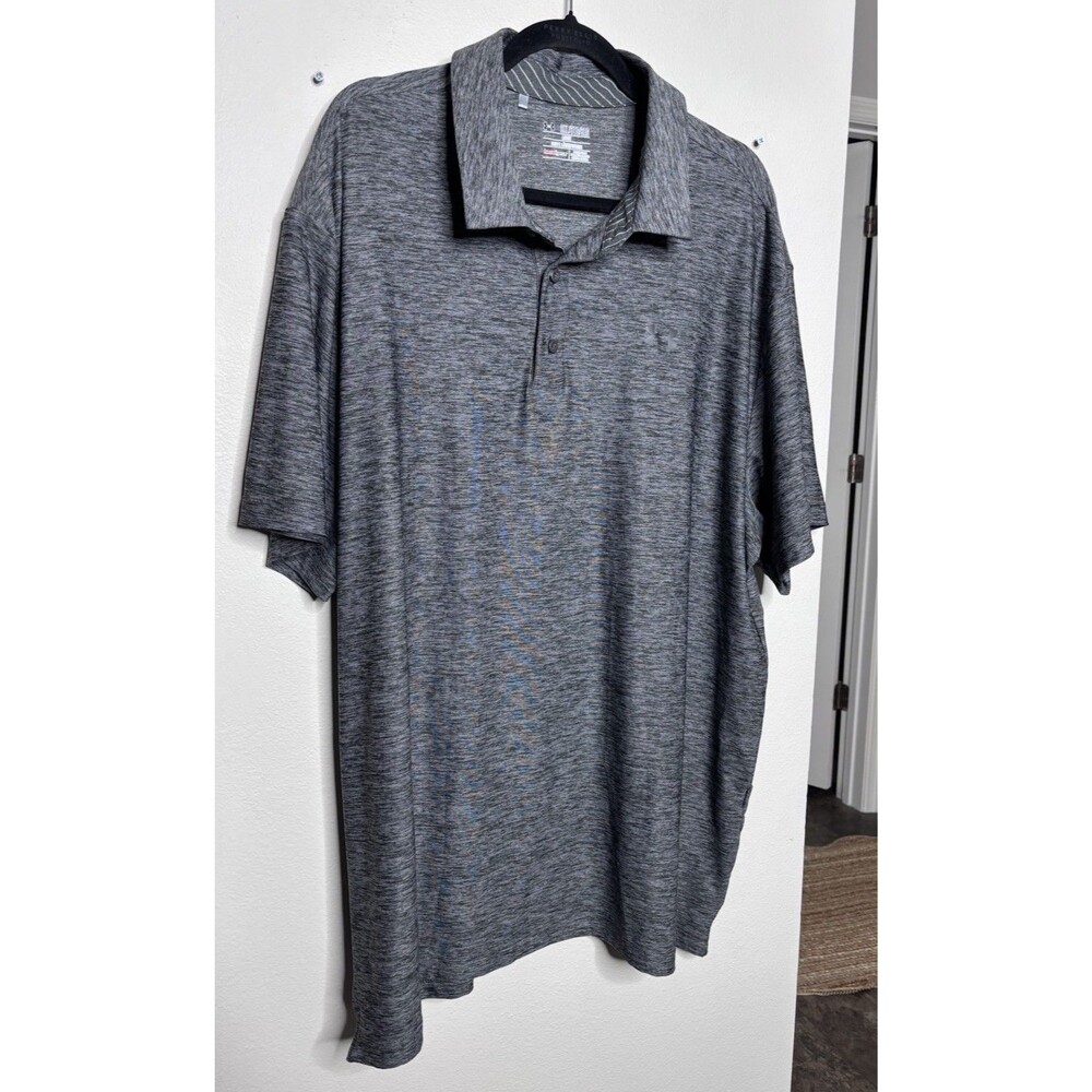 Under Armour Polo Shirt Mens 3XL Heather Gray Loose Polo Performance Golf